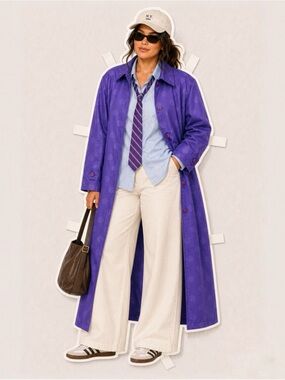 Vintage 1990s Totes Purple Polka Dot Trench coat
